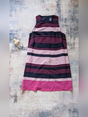 Ann Taylor Striped Knit Dress in Burgundy, Pink & Black